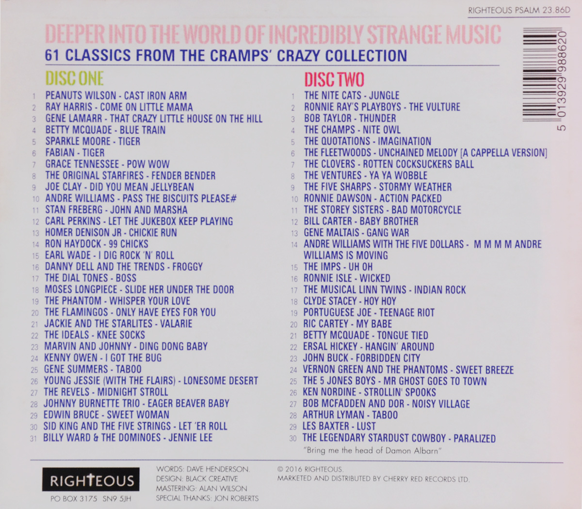61 Classics From The Cramps. Crazy Collection (2CD)