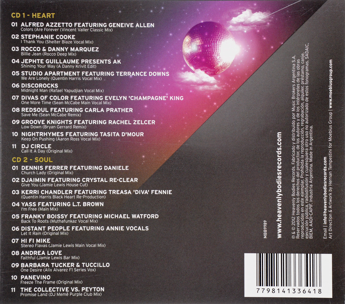 Heavenly Soul (2 CD). Alfred Azzetto,Geneive Allen,Стефани Кук,Дэнни Маркус,Жефте Гюиллаюме,"Studio Apartment","Terrance Downs",Discorocks,"Divas Of Color",Эвелин Кинг,Деннис Феррер,Daniele,"Crystal Re-Clear",Djamin,Кэрри Чендлер,"Yass",Фрэнки Бойси,Michael Watford,"Distant People",Барбара Такер