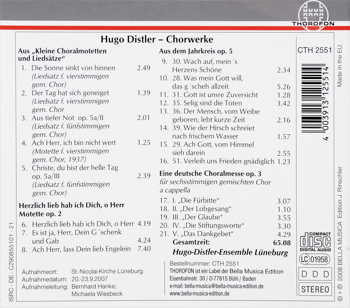 Hugo Distler. Chorwerke. Хуго Дистлер
