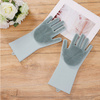  Многофункциональные перчатки силиконовые термостойкие для мытья посуды, перчатки-щетка для кухни - изображение