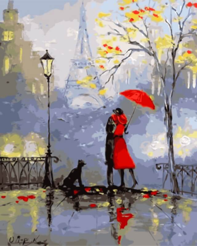 Набор для рисования по номерам Цветной "Влюбленные в Париже", 40 x 50 см  #1