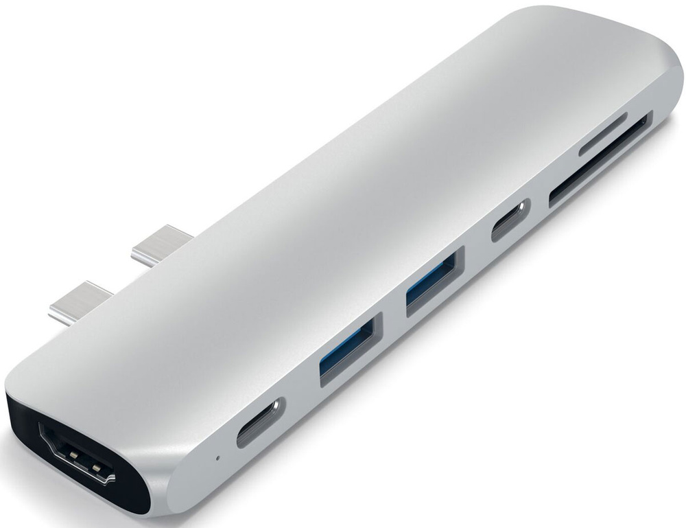 Адаптер (переходник) Satechi Aluminum Pro Hub для Macbook Pro, серебристый  #1
