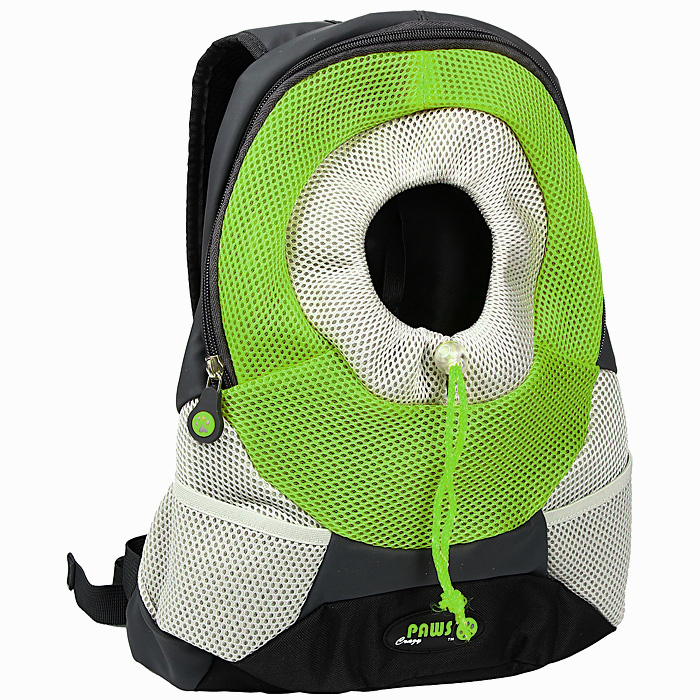Переноска-рюкзак "Crazy Paws" для собак и кошек, цвет: зеленый, серый. Размер Small  #1