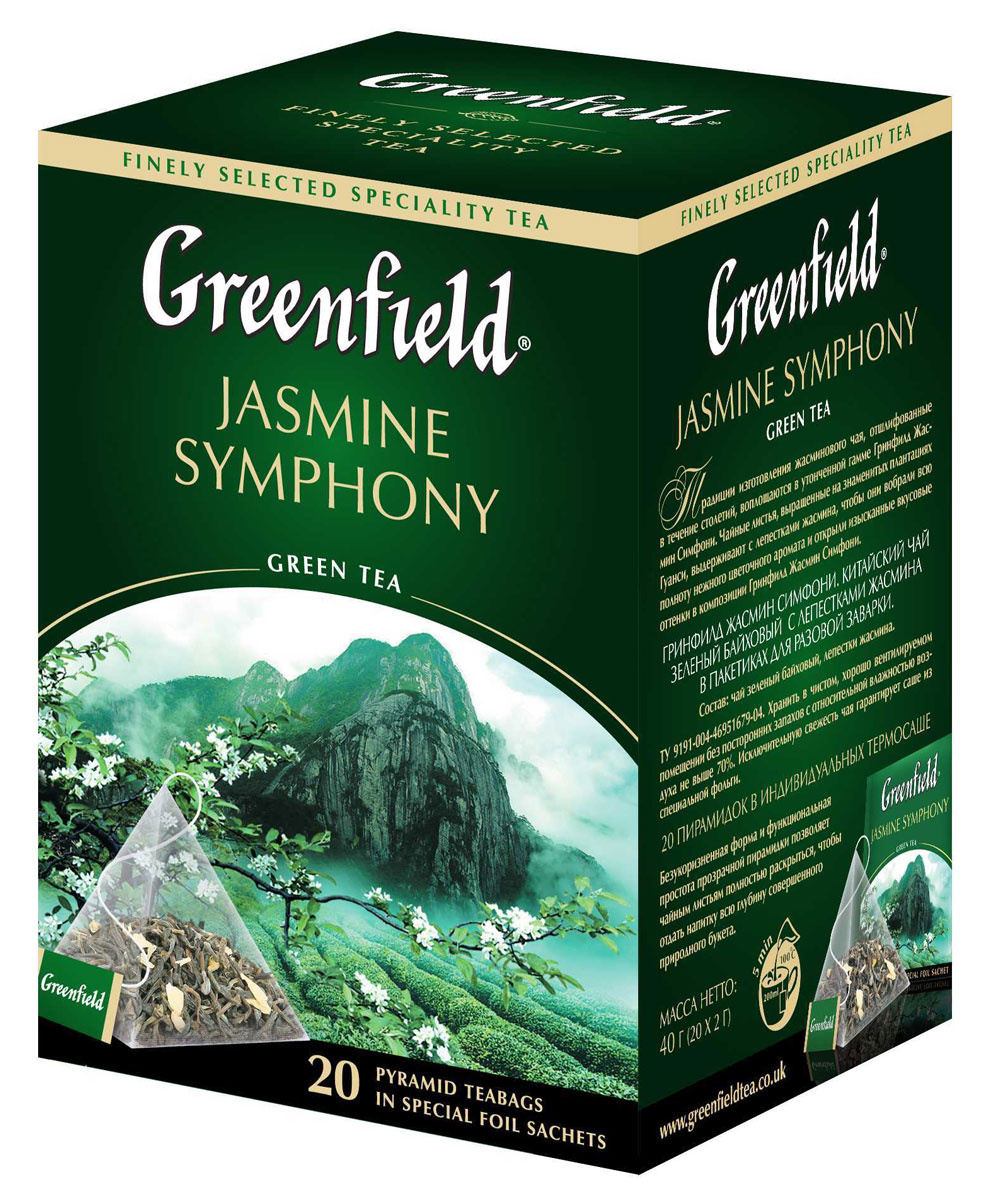 Greenfield Jasmine Symphony зеленый чай в пирамидках, 20 шт — купить в ...