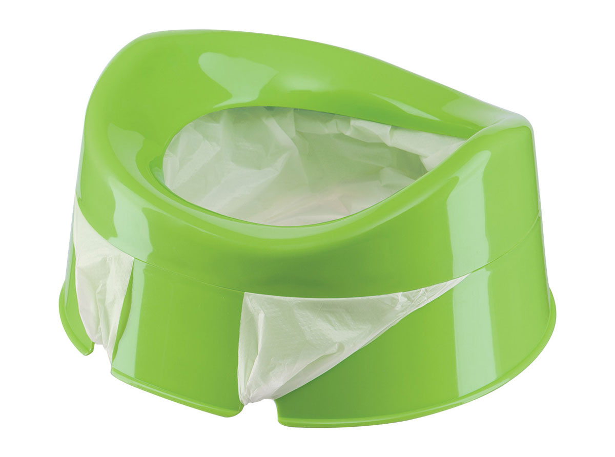 Горшок дорожный с набором одноразовых пакетов (10 шт.) Happy Baby " MINI POTTY", цвет: зеленый  #1