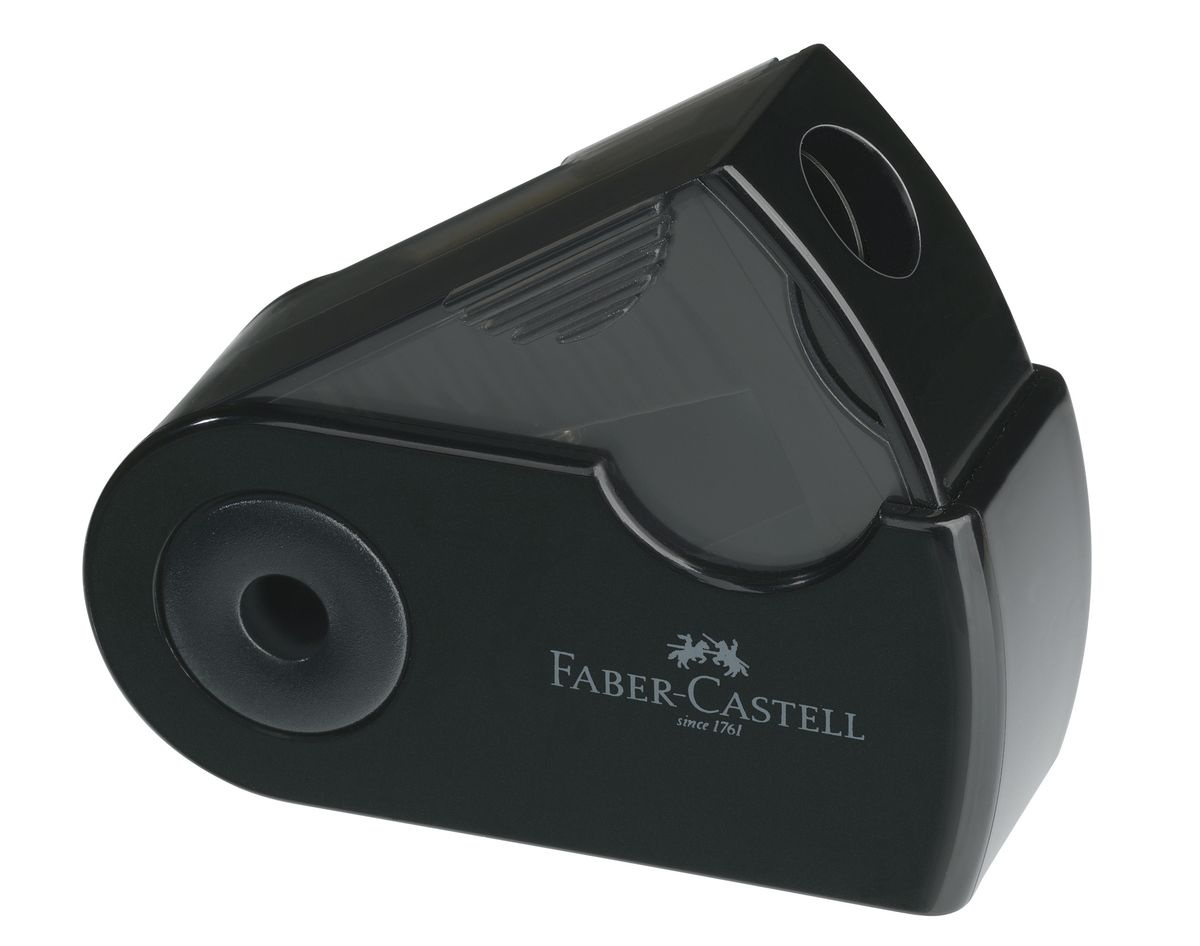 Точилка пластиковая Faber-Castell Sleeve Mini, 1 отверстие, контейнер, чёрная  #1