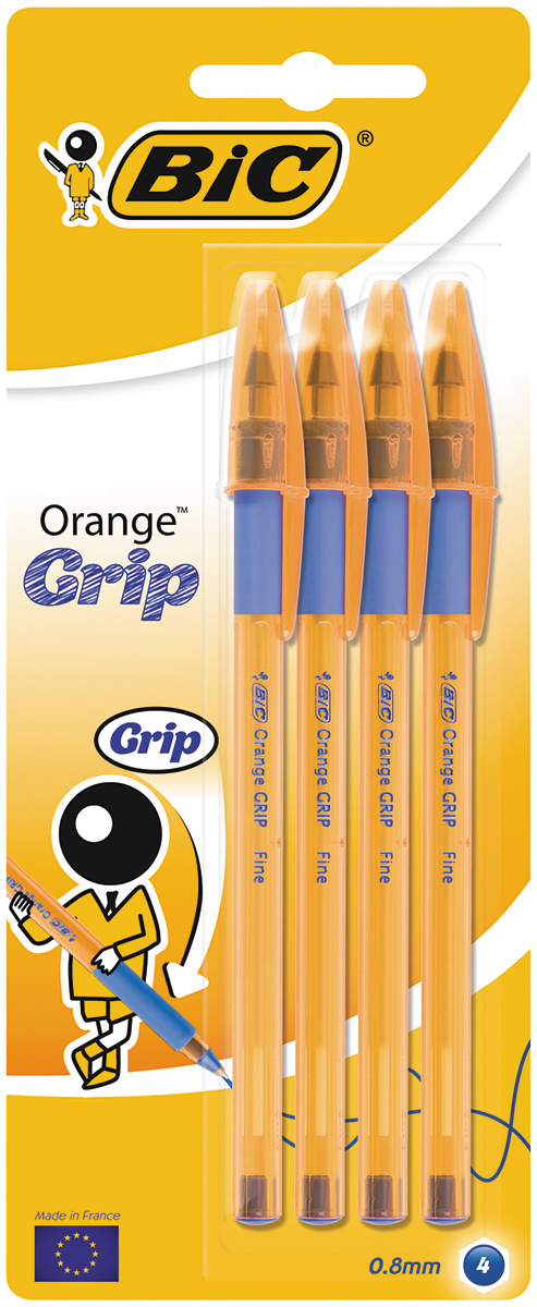 Bic Набор шариковых ручек Orange Grip цвет чернил синий 4 шт — купить в ...
