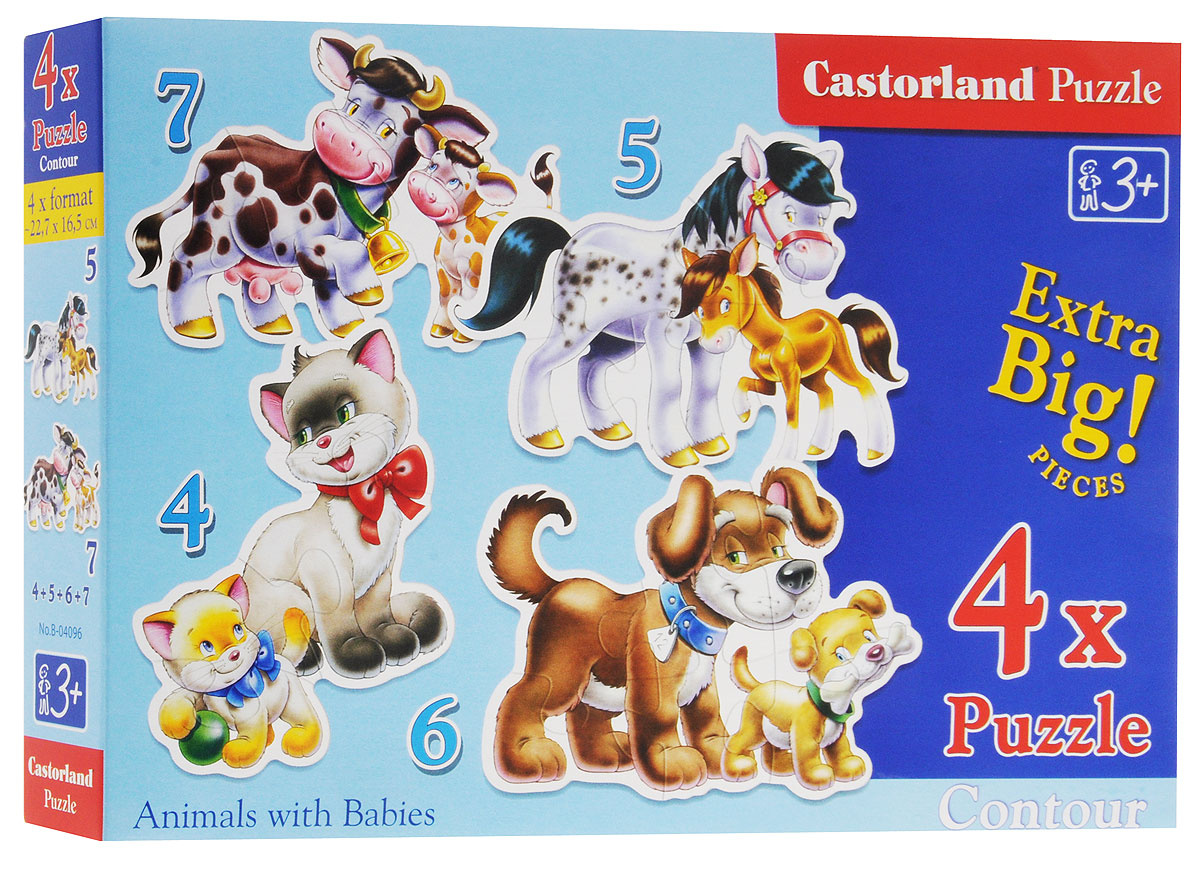 Castorland Пазл Животные 4 в 1 — купить в интернет-магазине OZON с ...