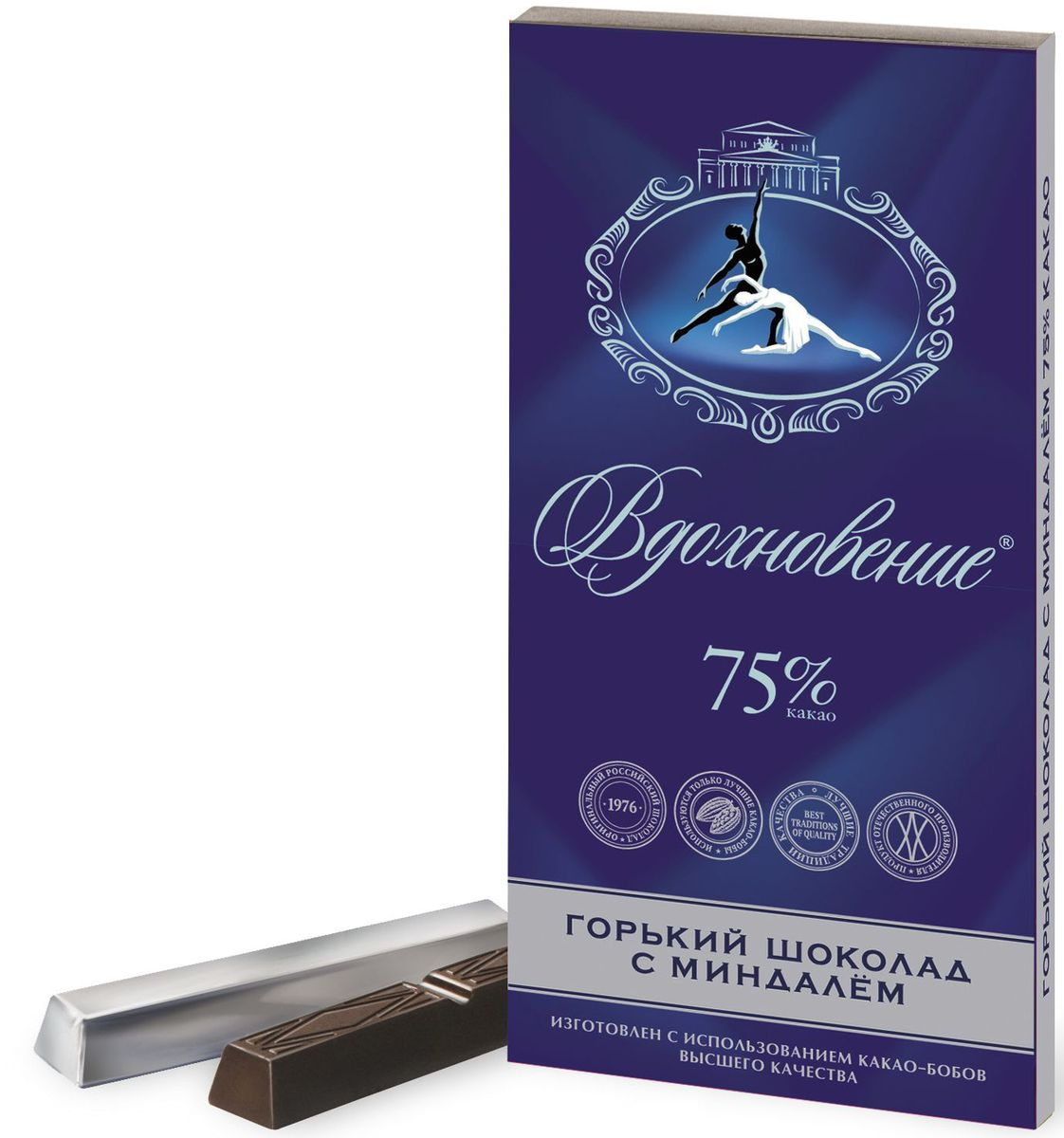 Бабаевский "Вдохновение" Элитный с миндалем 75% какао темный шоколад ...