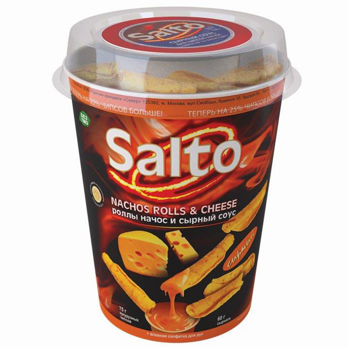 Salto Nachos Сырные роллы чипсы кукурузные натуральные, 75 г — купить в ...
