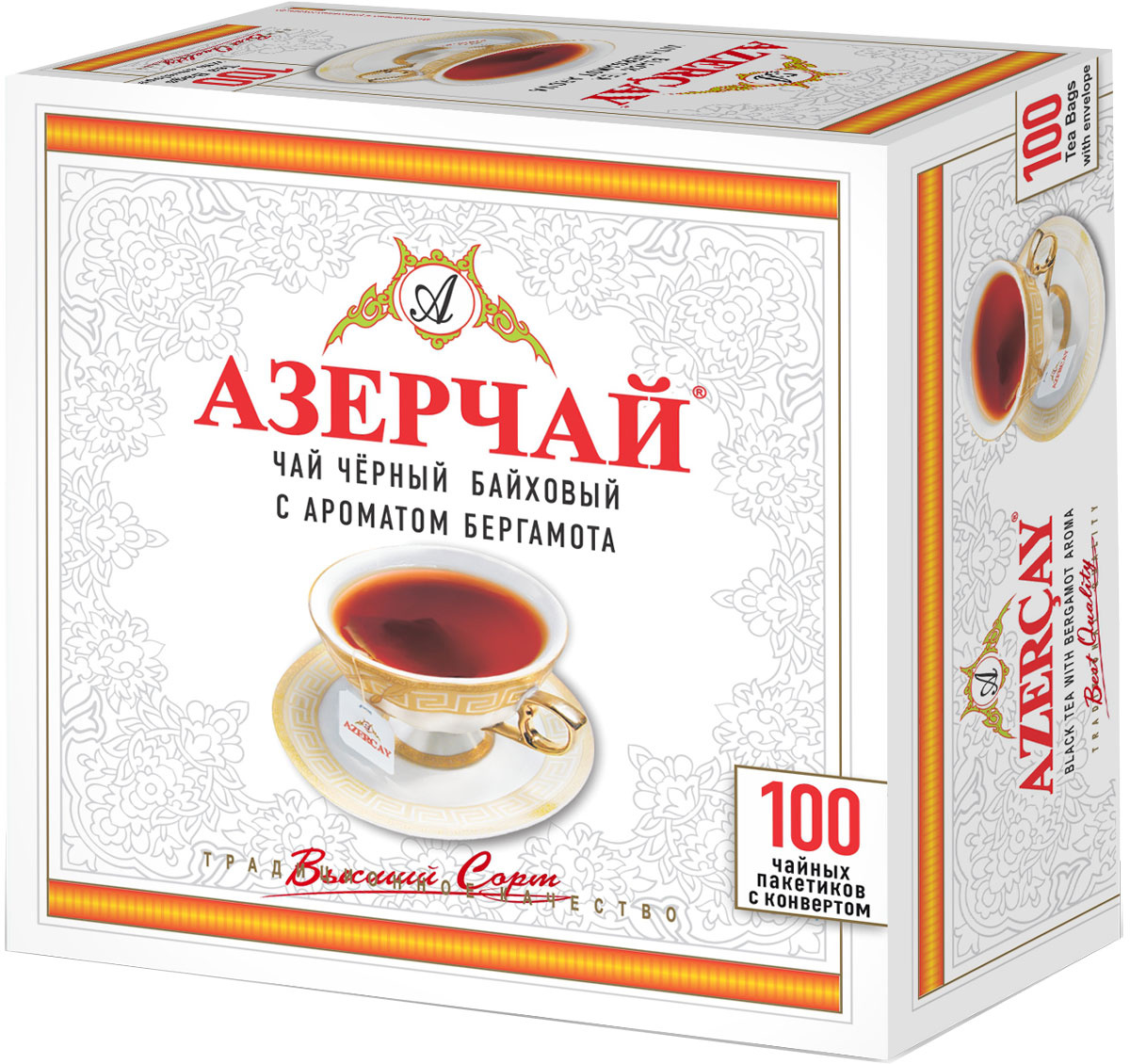 Чай в пакетиках черный Азерчай с бергамотом, 100 шт #1