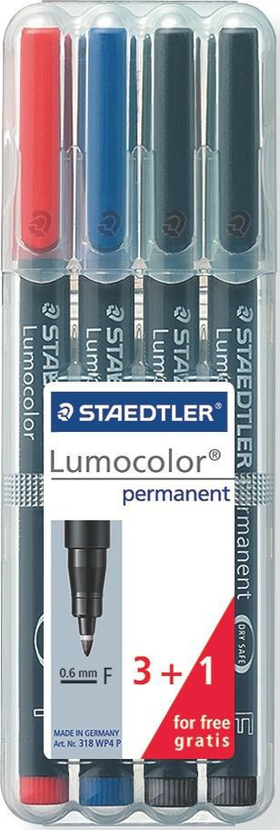 Staedtler Набор перманентных маркеров Lumocolor 318 F 4 шт #1