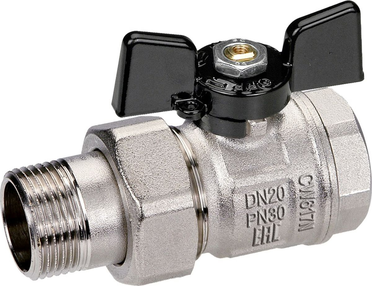 Кран шаровый Bugatty \"New Jersey 900\", с полусгоном (американкой), 3/4 ...