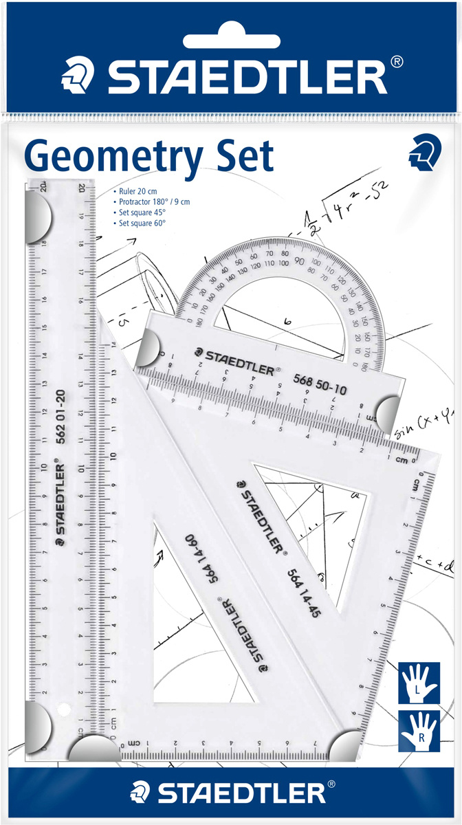 Геометрический набор для левшей и правшей Staedtler Geometry Set, 4 ...
