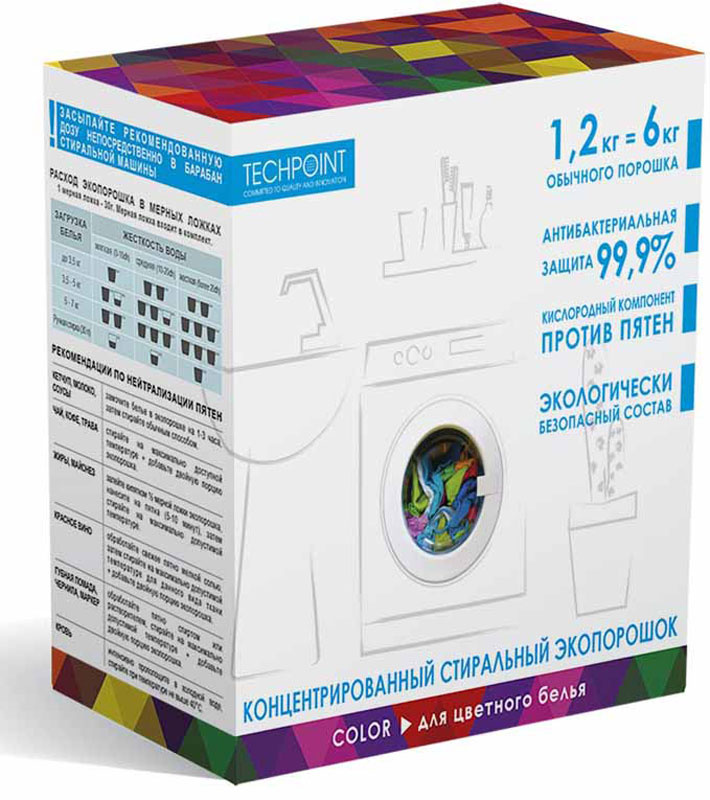 Стиральный порошок "Techpoint", концентрированный, для цветного белья ...