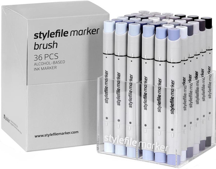 Stylefile Набор маркеров Brush оттенки серого 36 шт #1