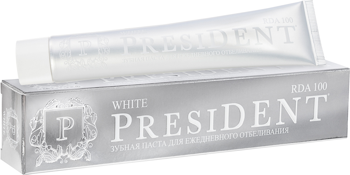 Зубная паста PresiDENT White, для ежедневного отбеливания, 100 RDA, 75 ...