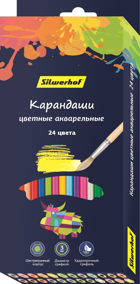 Silwerhof Набор цветных акварельных карандашей 2B 24 шт 134213-24 #1