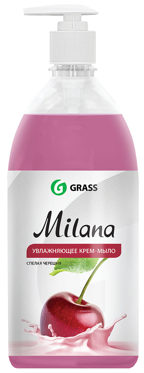 Жидкое крем-мыло Grass "Milana. Спелая черешня", с дозатором, 1 л ...