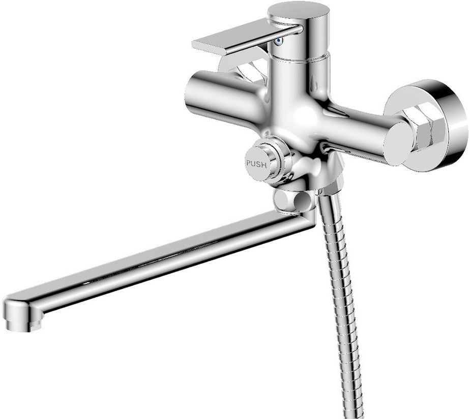 Смеситель для ванны РМС, с длинным поворотным изливом, цвет: хром ...