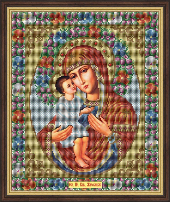 Набор для вышивания бисером Икона Божией Матери Жировицкая, 27 x 32 см ...
