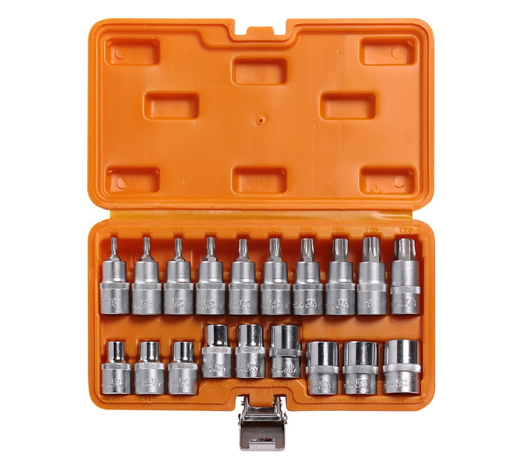 Набор головок 1/2" DR TORX E10-E24 и головок со вставками TORX T20-T70 ...