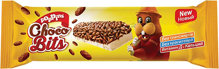 Батончик злаковый Poppins Choco Bits Bar, с белым шоколадом, 25 г ...