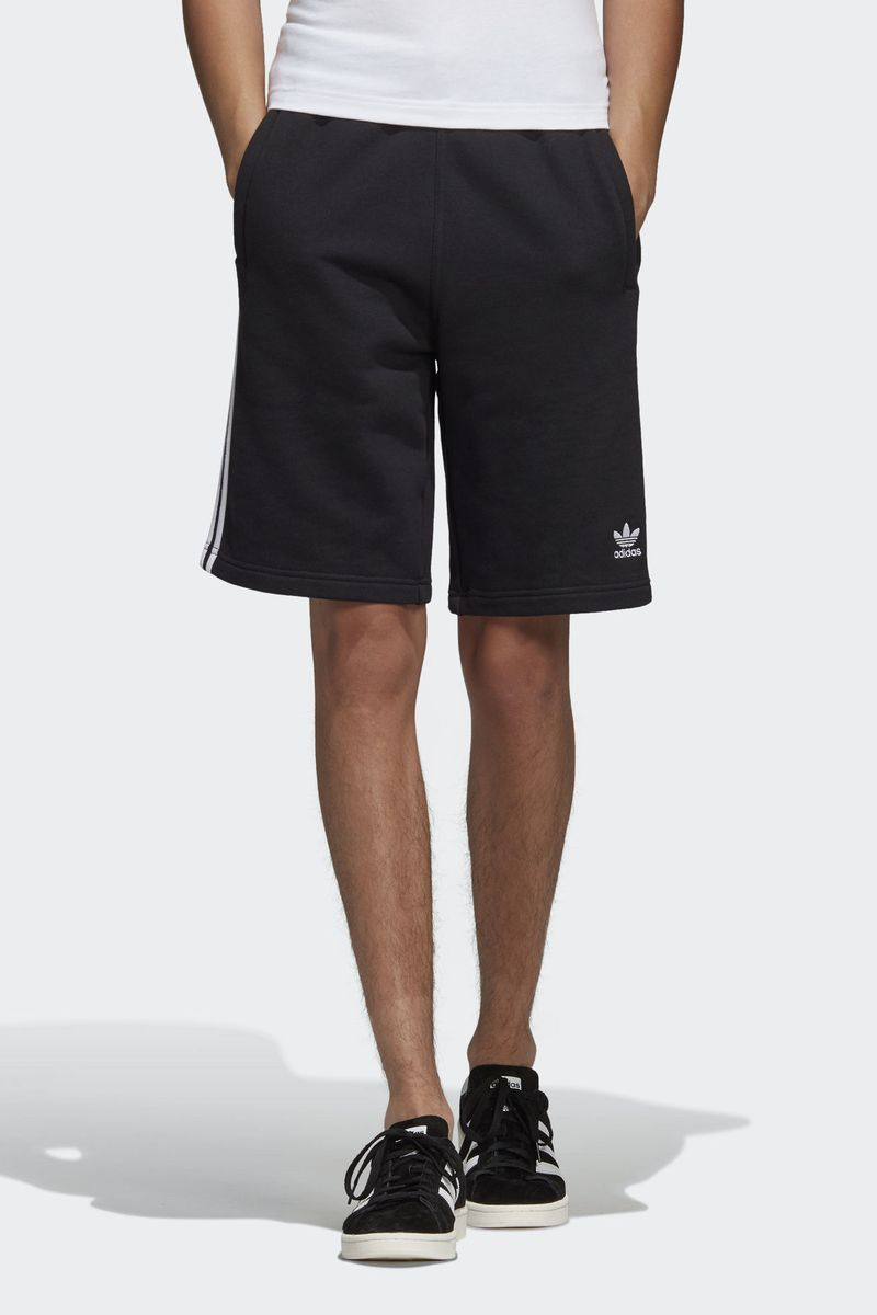 black adidas three stripe shorts