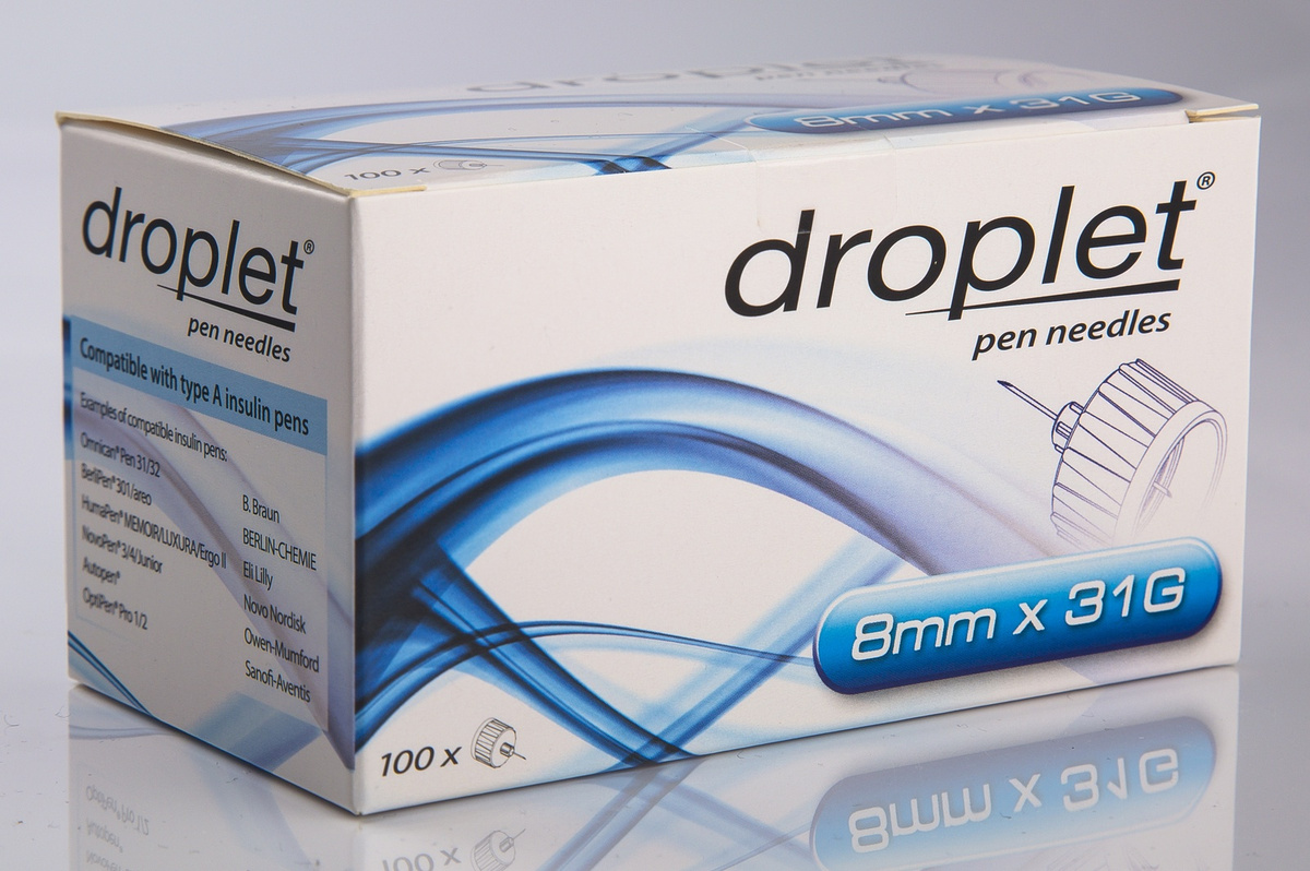 Иглы для шприц-ручки DROPLET Иглы для шприц-ручек 31G, 0,25мм*8мм, 100 ...