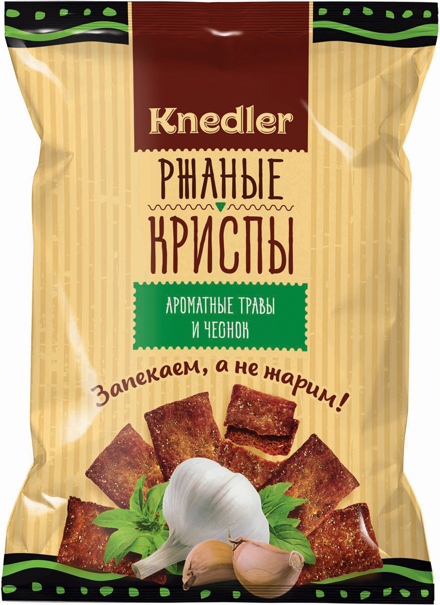 Ржаные криспы Knedler, со вкусом ароматных трав и чеснока, 70 г ...