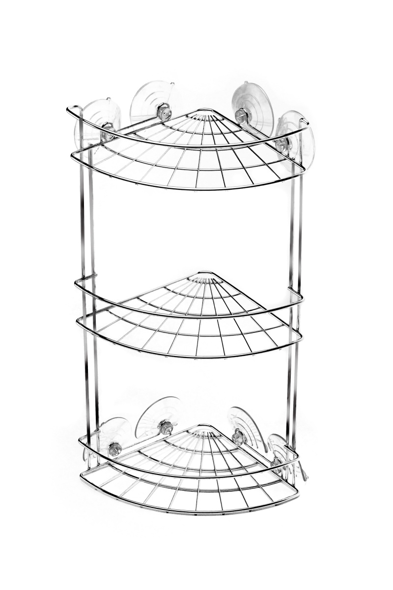 Полка для ванной угловая из нержавейки 3 ярусная