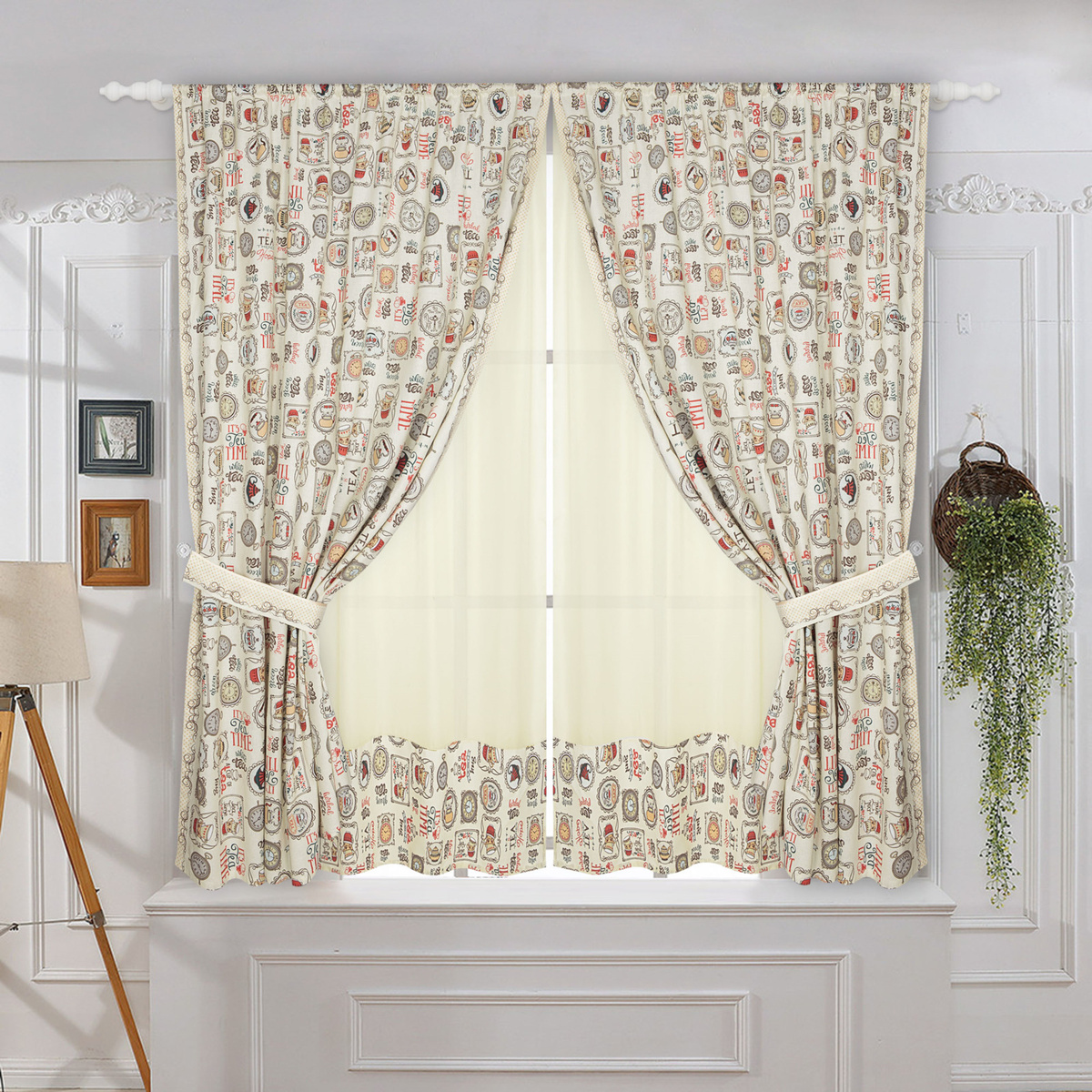 Комплект штор ТД Текстиль Tea Party 2 , 180х300см, кремовый, Хлопок ...