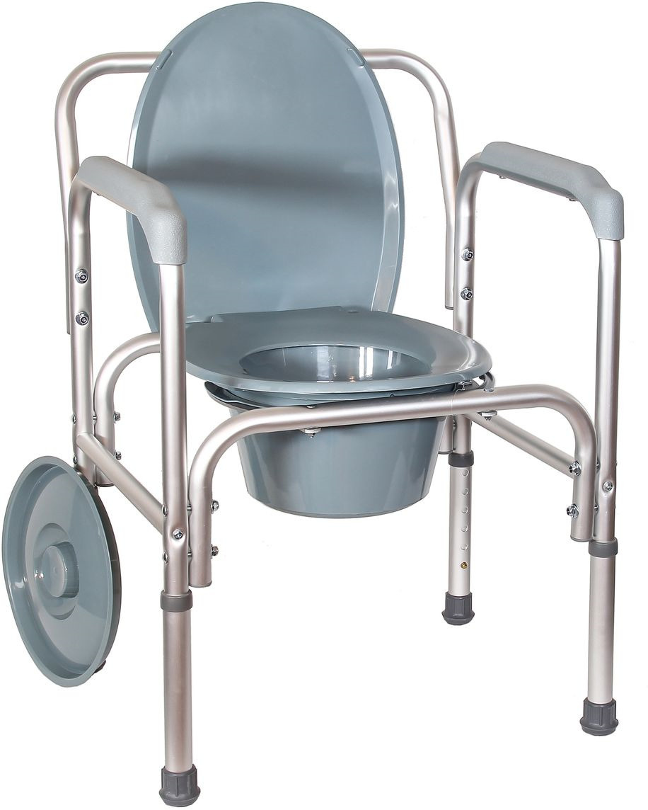 Кресло туалет стальное со спинкой регулируемое по высоте amcb6803
