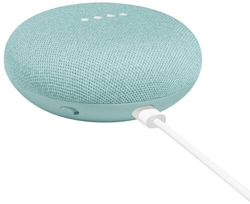 Умная колонка Google Home Mini, Аква, с переходником на EU розетку ...