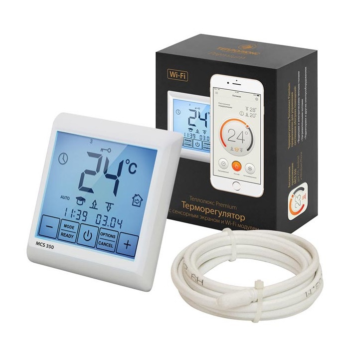 Терморегулятор/термостат Теплолюкс до 3500Вт для теплого пола, белый ...