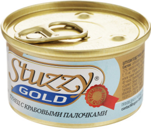 Купить Консервы для взрослых кошек Stuzzy Gold, тунец с крабовыми палочками в собственном соку, 85 г