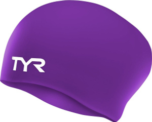 Купить Шапочка для плавания Tyr Long Hair Wrinkle-Free Silicone Cap, цвет: фиолетовый. LCSL