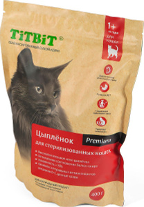 Купить Корм сухой Titbit, для стерилизованных кошек, с мясом цыпленка, 0,4 кг