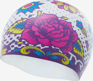 Купить Шапочка для плавания TYR Flower Power Swim Cap, LCSFLPOW, разноцветный