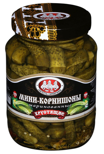 Огурцы корниш-мини скатерть-самобранка хруст.(1-4см) 370мл (360г) 1/12 (4607067550385)