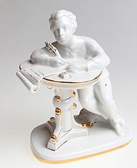 Статуэтка "Юный Пушкин за столом". Фарфор. СССР, ЛФЗ, 1950-1960-е гг ...