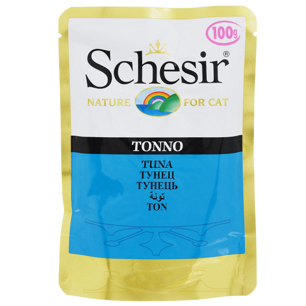 Влажный корм для кошек Schesir, кусочки в желе с тунцом, 100 г - купить ...