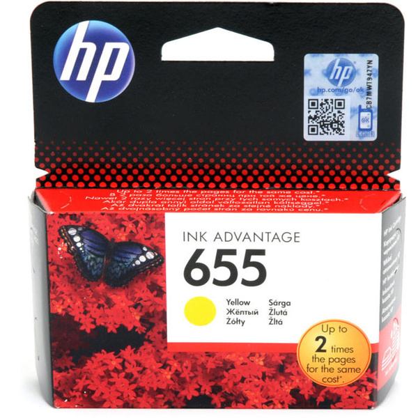 Расходник для печати HP Краска 655 жёлтая / чернила CZ112AE, желтый ...