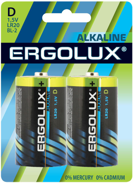 Батарейки щелочные Ergolux тип D, 2 шт. купить на OZON по низкой цене ...