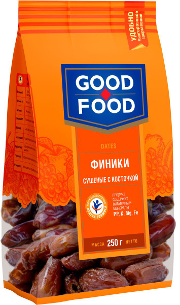Good Food финики сушеные с косточкой, 250 г - купить с доставкой по ...