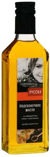 Масло подсолнечное Русска, сыродавленное из обжаренных семян подсолнуха ...