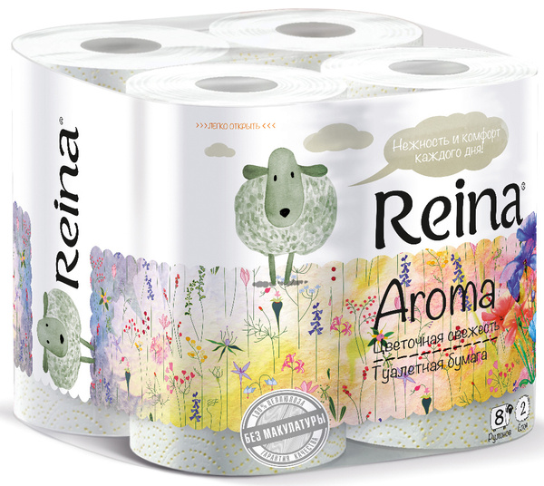Туалетная бумага Reina "Aroma. Цветочная свежесть", ароматизированная ...