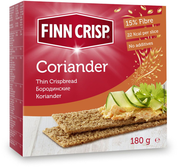 Сухарики Finn Crisp Coriander, бородинские с кориандром, 180 г - купить ...