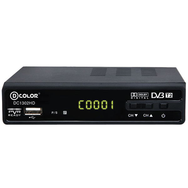 ТВ-ресивер D-COLOR D-Color DC1302HD DVB-T2 цифровой ТВ-тюнер, черный ...