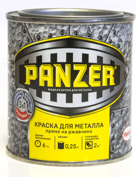 Краска Panzer Краска эмалевая молотковая "Panzer", для металла, 0,25 л ...